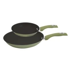 Smith & Nobel Enhance Twin Pack Aluminium Frypans Olive Green