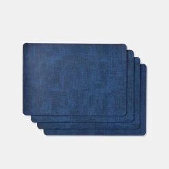 Shaynna Blaze Shayanna Blaze Mornington Faux Leather Placemats Set Of 4 Navy