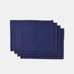 Shaynna Blaze Shayanna Blaze Esperance Cotton Rib Placemats Set Of 4 Navy