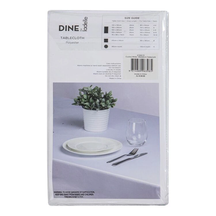 Dine By Ladelle Cucina Tablecloth White 150 X 260 Cm