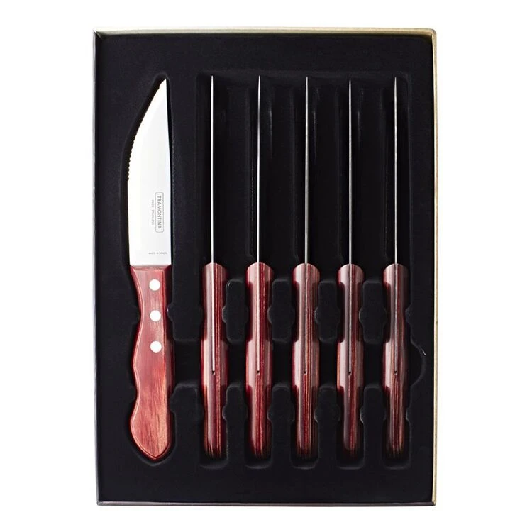 Tramontina Churrasco Jumbo 6-Piece Steak Knife Set Red - Image 2