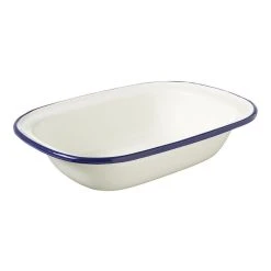 Wiltshire Enamel Oblong Pie Dish 1L Blue Rim