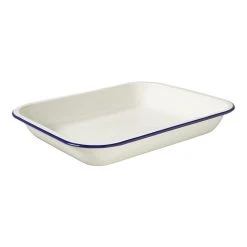 Wiltshire Enamel Oblong Baking Dish 2.5L Blue Rim