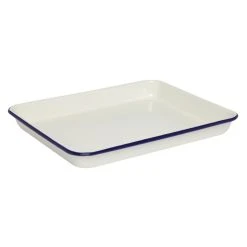 Wiltshire Enamel Bake Tray 800mL / 26.5cm Blue Rim