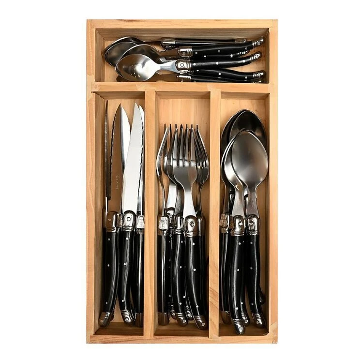 Laguiole Elite Pearl Black 24 Piece Cutlery Set - Image 2